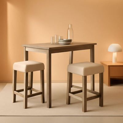 Taupe Upholstered Counter Height Elegant Dining Set