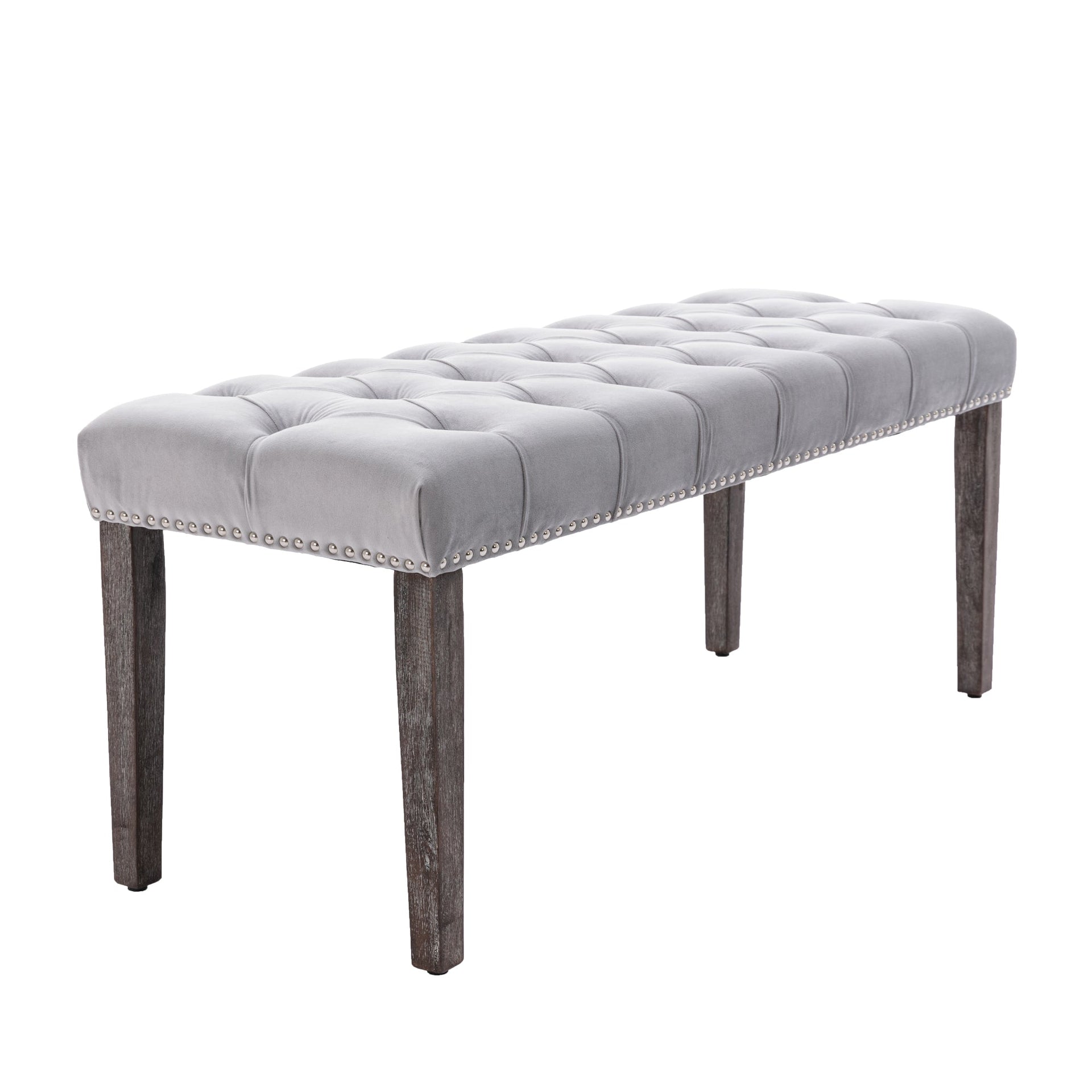 Upholstered Tufted Velvet Dining Bench Ottoman Footrest Accent Stool