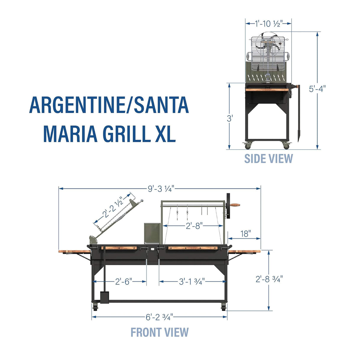 [09X02FT] Extra-Large Argentine Santa Maria Wood Fire And Charcoal BBQ Grill With Brasero (SAK75186)