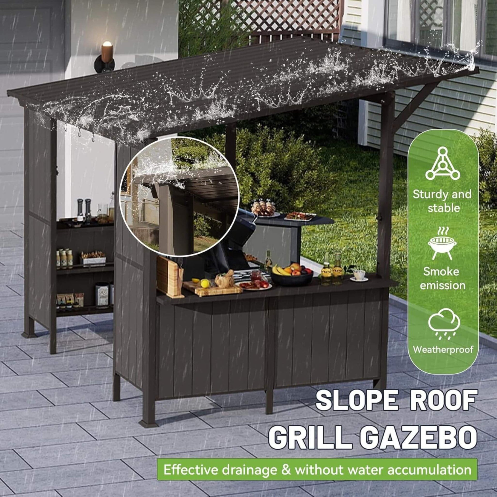 [09X10FT] Premium Outdoor Hardtop Grill Gazebo With Shelves (SAK90431)