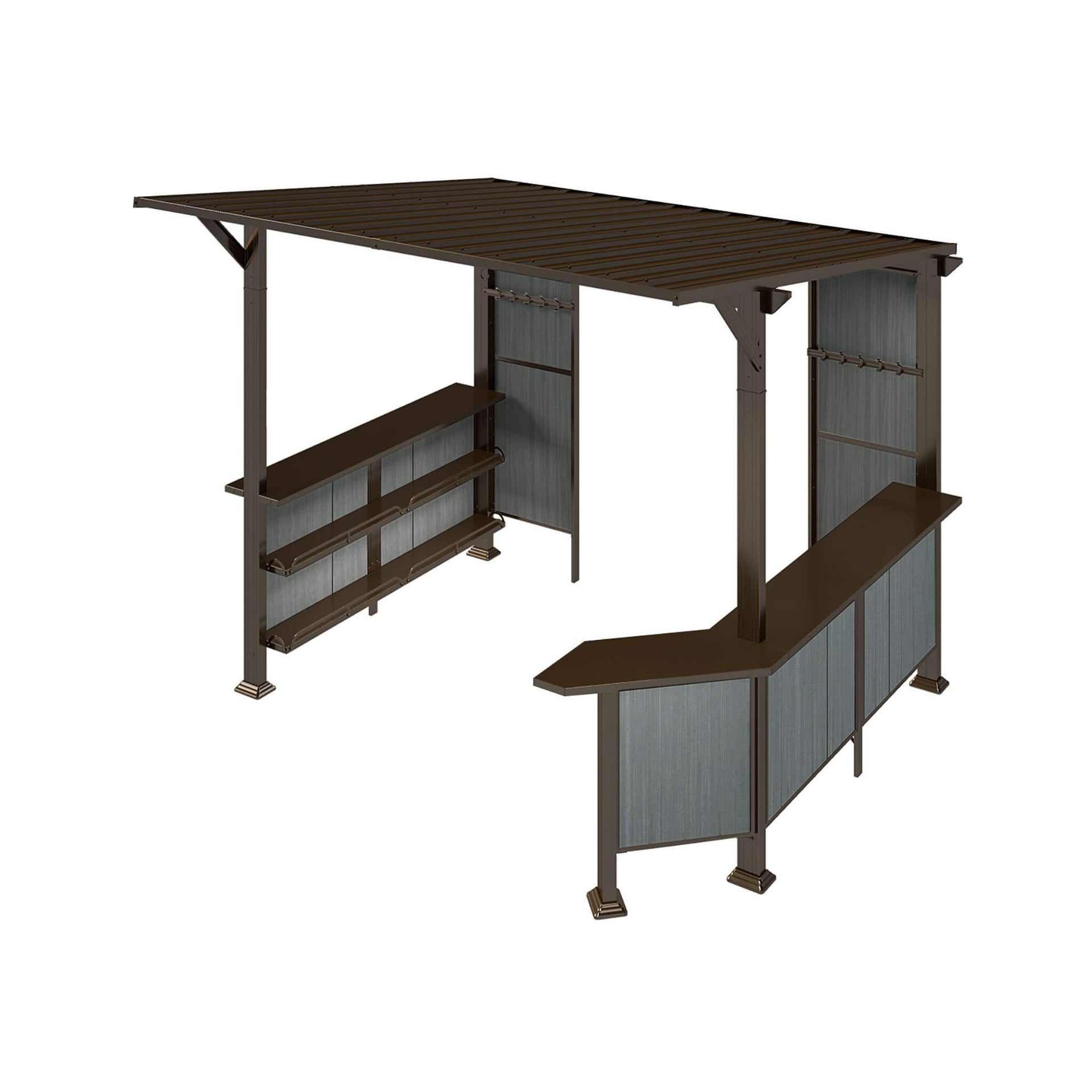 [09X10FT] Premium Outdoor Hardtop Grill Gazebo With Shelves (SAK90431)