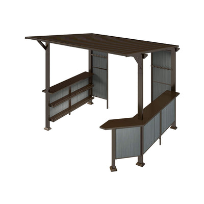 [09X10FT] Premium Outdoor Hardtop Grill Gazebo With Shelves (SAK90431)