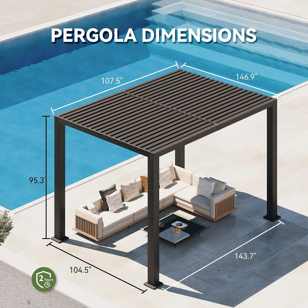 [09X12FT] Premium Outdoor Electric Motorized Louvered Pergola With Built-In LED Lights & Fan (SAK53841)
