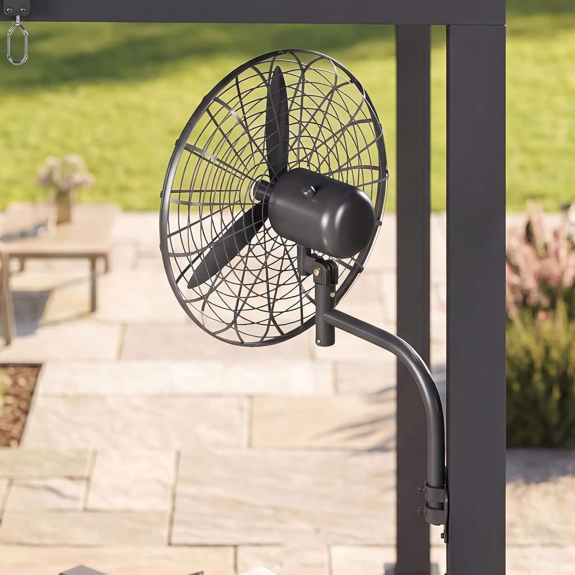 [09X12FT] Premium Outdoor Electric Motorized Louvered Pergola With Built-In LED Lights & Fan (SAK53841)