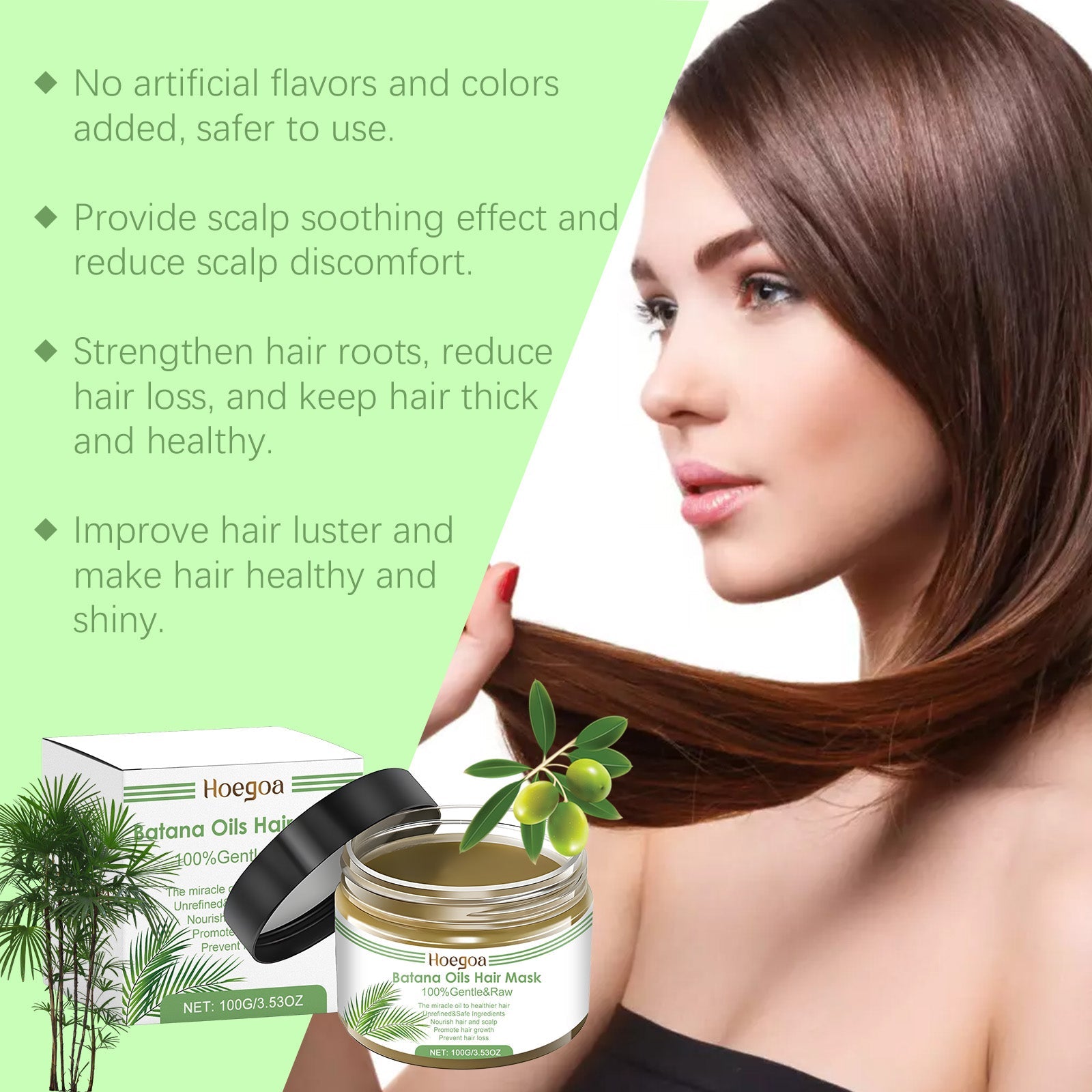 Batana Oil Hair Mask Improves Hair Quality Dry Hair, Moisturizing And Smoothing Hair Care Hair Mask