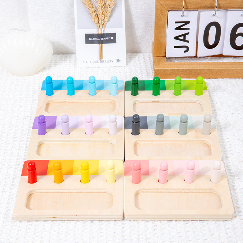 Colorful sensory integration wooden insert board, hands-on and brainpower color discrimination teaching aids, children's wooden toys