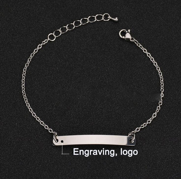 Stainless steel personalized engraved three color curved bracelet simple and personalized women's bracelet