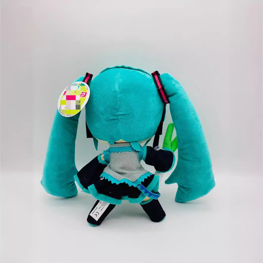 30cm Large Standing Green Holding Onion Sound Miku Plush Doll Toy Doll