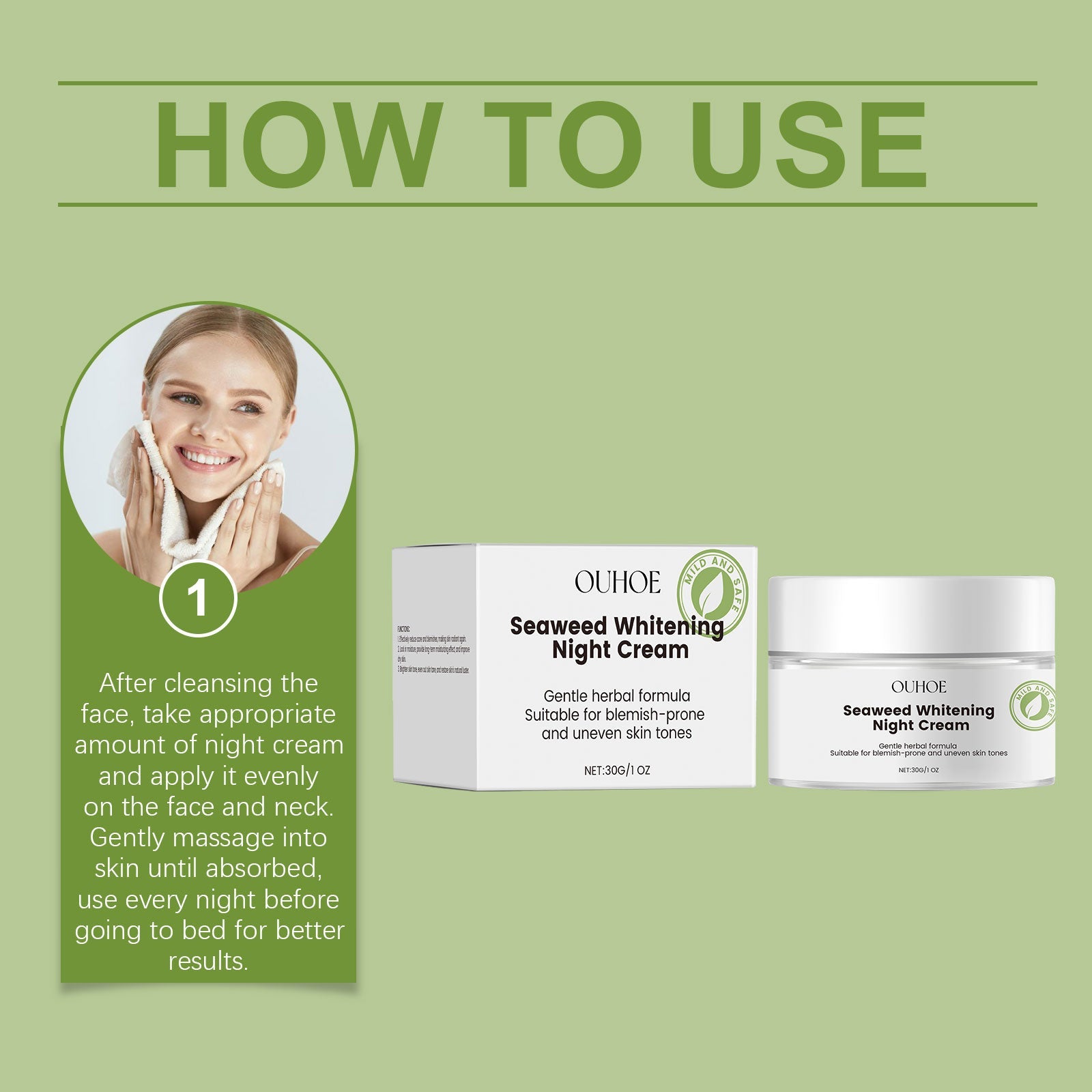 Seaweed Nourishing Night Cream, Nourishing And Moisturizing Facial Night Care Skin Moisturizing And Moisturizing Seaweed Night Cream