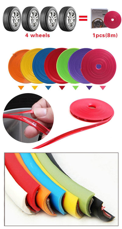 8M/Roll Car Styling Wheel Rims Protector Decor Strip Rubber Moulding Trim IPA Rimblades Car Vehicle Color Tire Guard Line