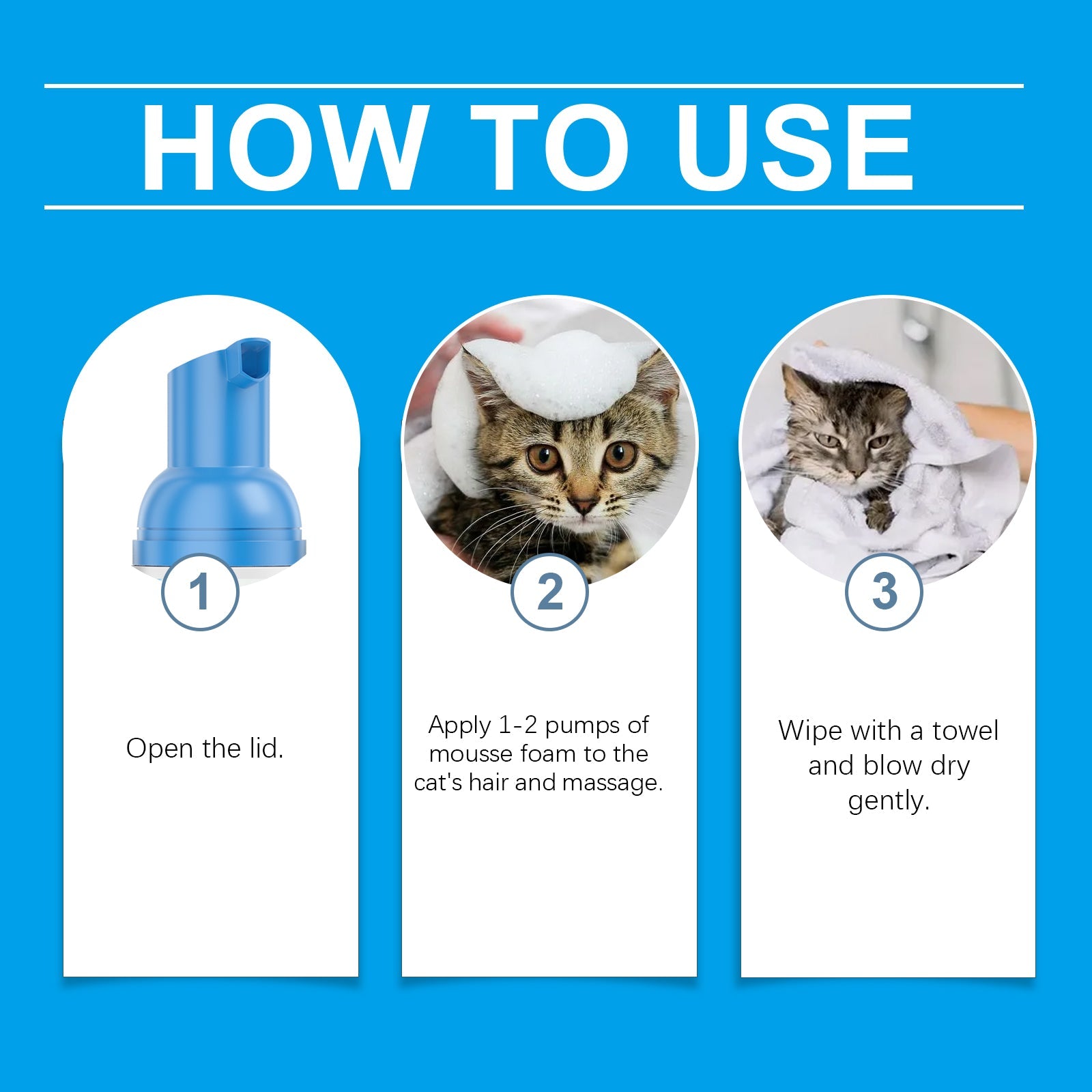 Cat Cleaning Mousse With Kitty Cleaning Foam Pet Care Gentle Non-Irritating Cleaning Mousse