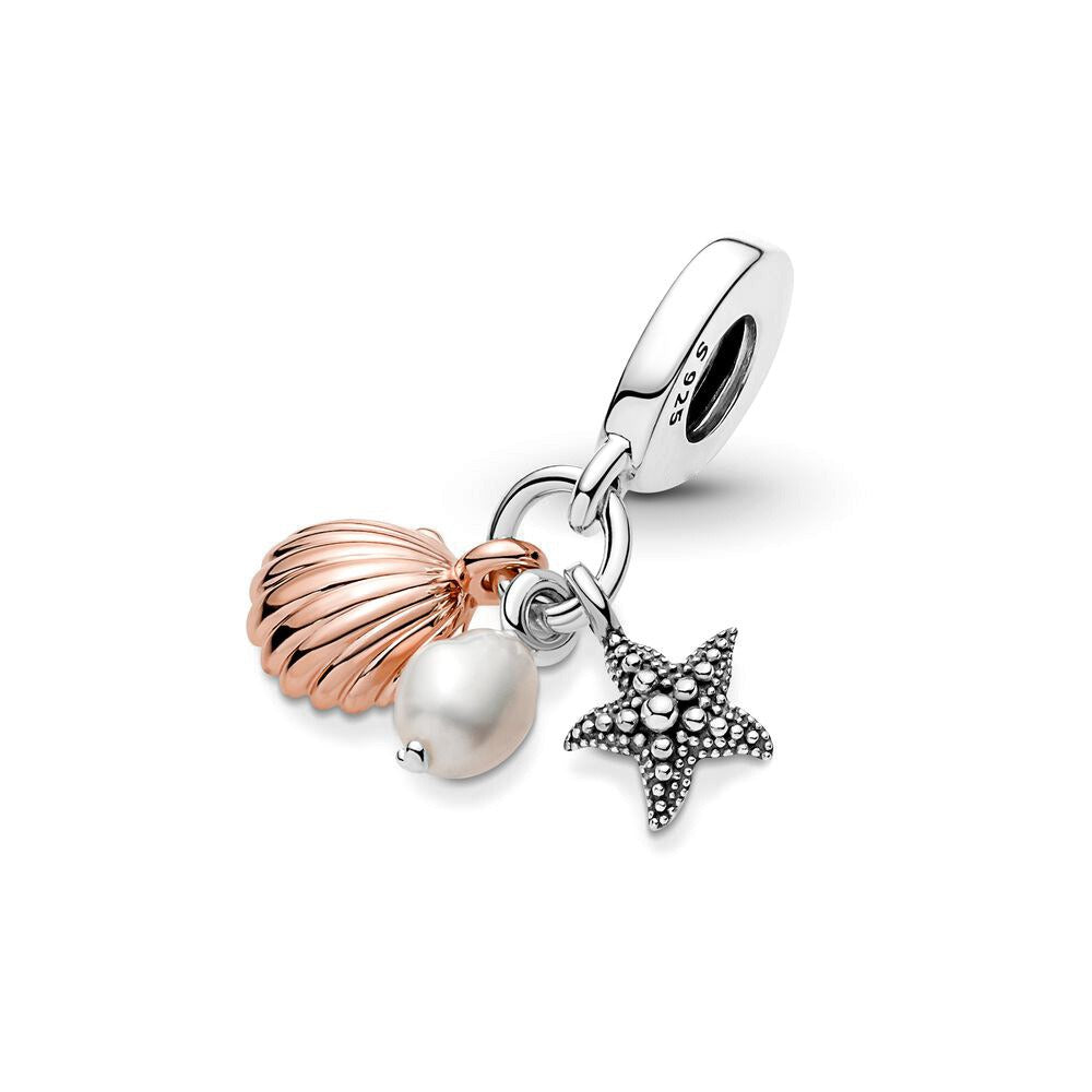Panjia Pearl Freshwater Aquaculture Pearl Starfish and Shell Trinity Pendant Beach Charm Jewelry Accessories Summer