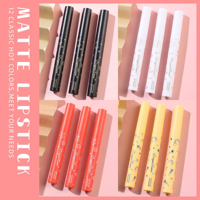 Crayon Lipstick Milk Tea Color Red Bean Paste Color Lip Liner Student Velvet Lipstick Pen Matte Lipstick