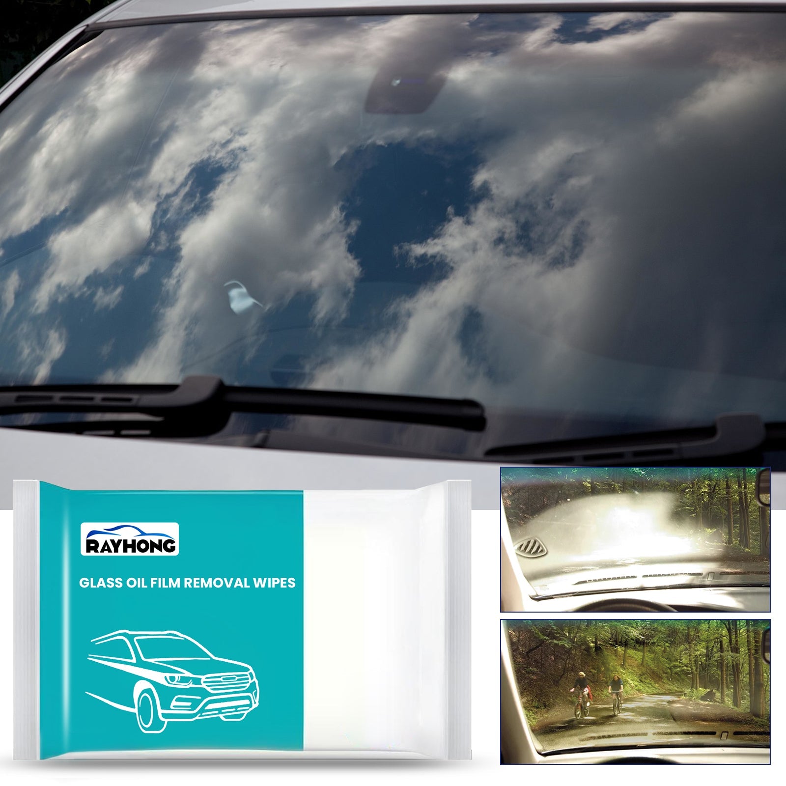 Glass Oil Film Removal Wipes, Car Windshield Anti-Fog Anti-Oil Anti-Rain Cleaning Wipes