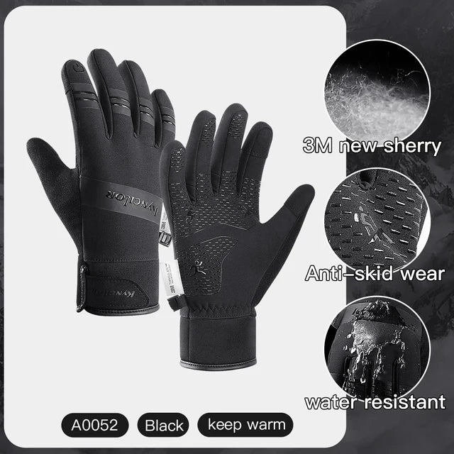 Outdoor new cycling warm cycling gloves thickened and plush comfortable touch screen anti splash and anti slip