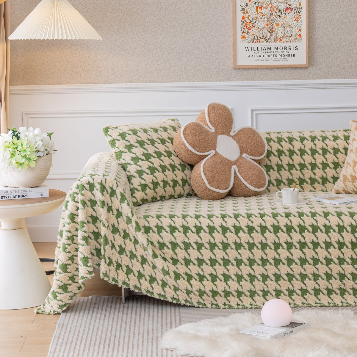 Luxury Plush Universal Couch Cover Blanket, Washable Couch Protector Houndstooth Sofa Covers