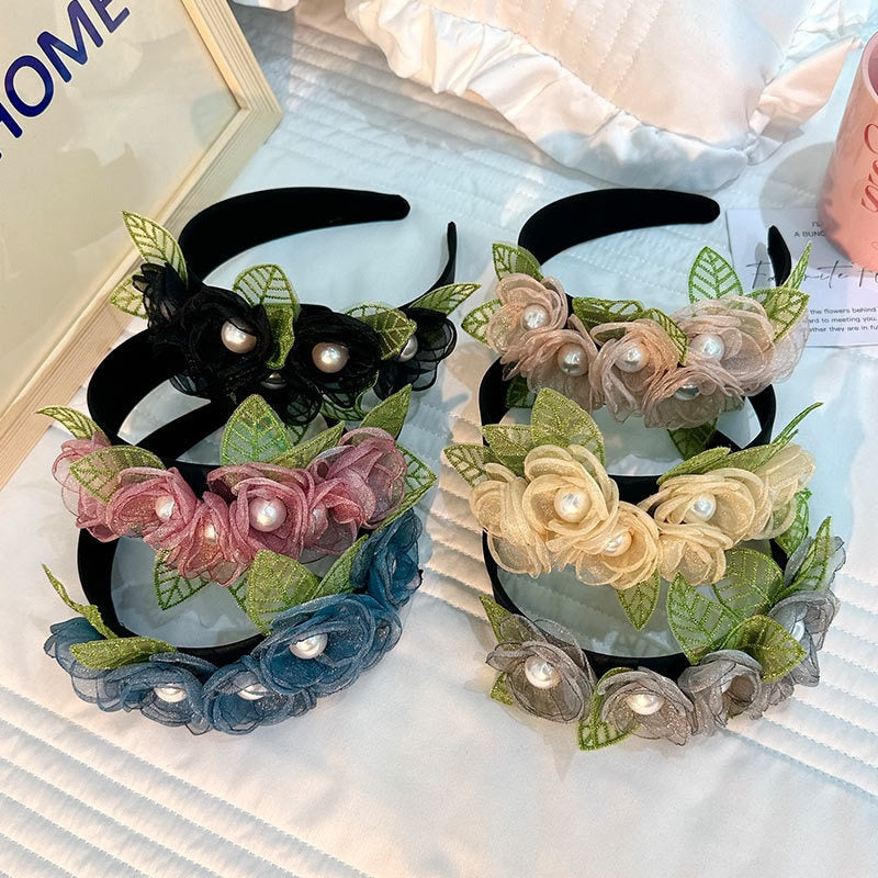 Fashionable fabric flower pearl flower headband