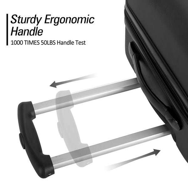 Black 3 Piece Luggage Set Hardside Spinner Suitcase with TSA Lock 20