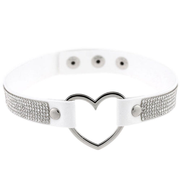 Japan's Harajuku Soft Girl Black Rhinestone Peach Heart Love-Shaped Collar Women's Neck Strap Collarbone Necklace Short
