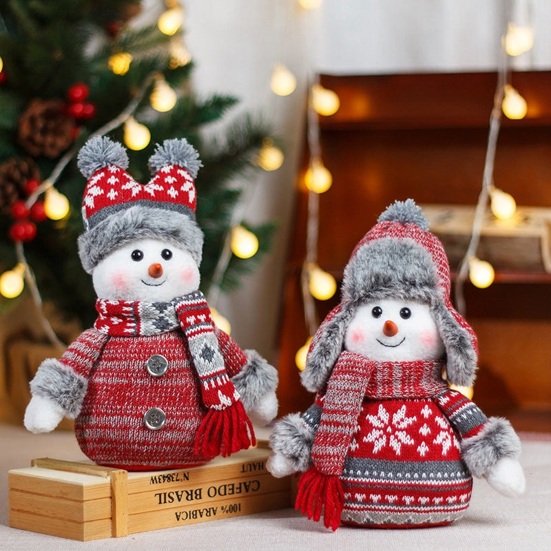 Doll Lei Feng Hat Scarf Snowman Doll Window Display Cute Christmas Snowman Cloth Doll