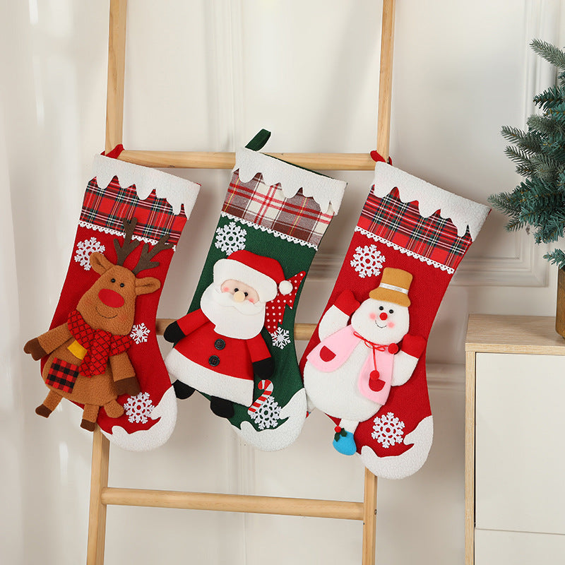 Christmas Day Decoration Cartoon Old Man Elk Snowman Window Decoration Cute Home Christmas Style Gift Bag Hanging Socks