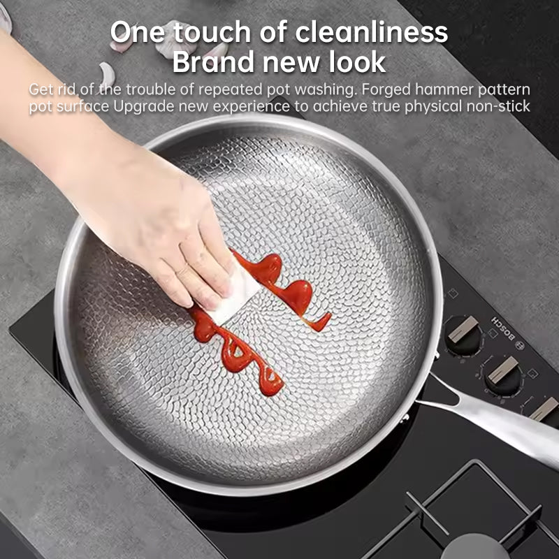 German uncoated pure titanium frying pan with fish - scale hammer pattern. Non - stick, ideal for household steak frying, a piec