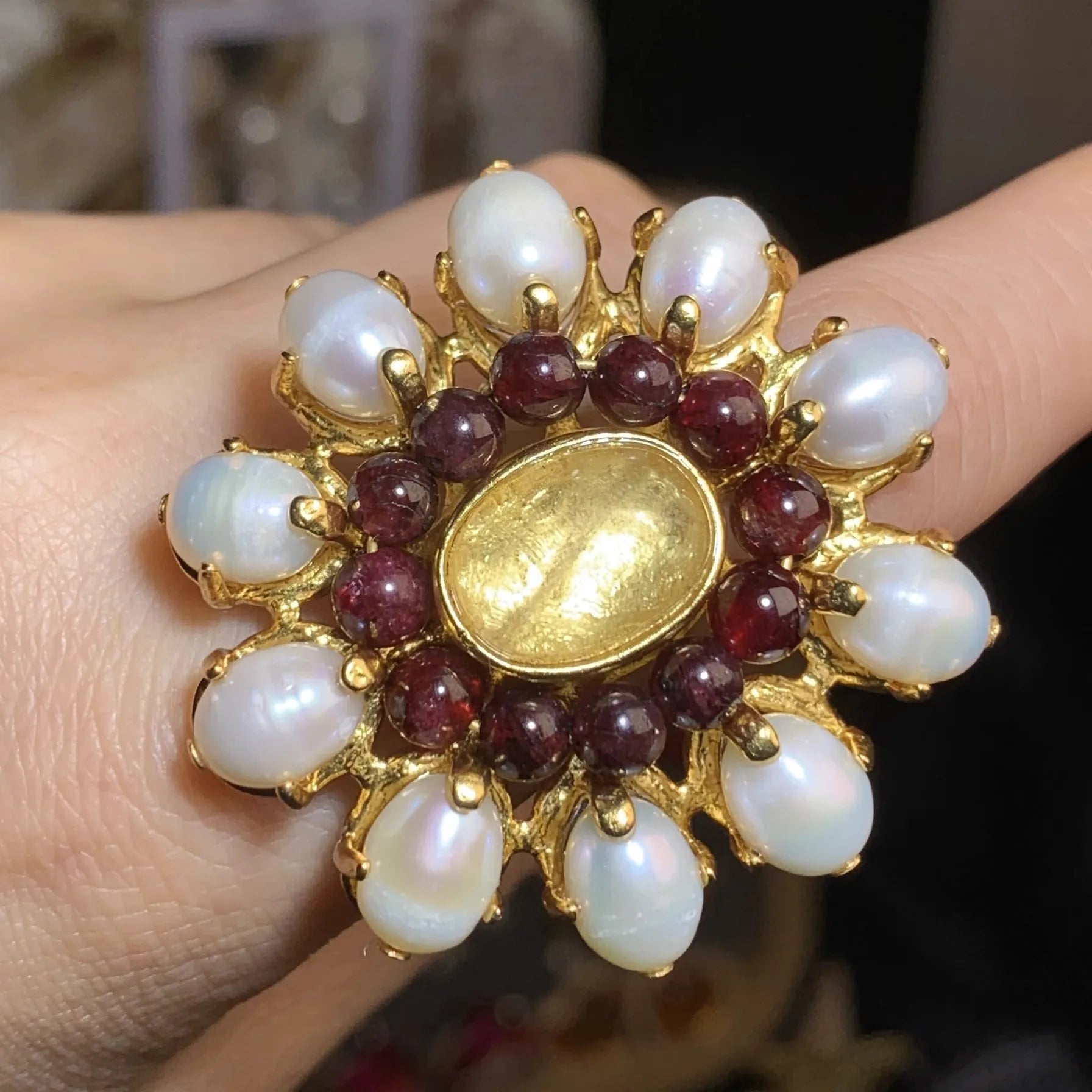 Vintage Natural Baroque Pearl Open Rings Crystal Stone Brass Metal Ring for Women Jewelry Luxury High Quality New Gifts France