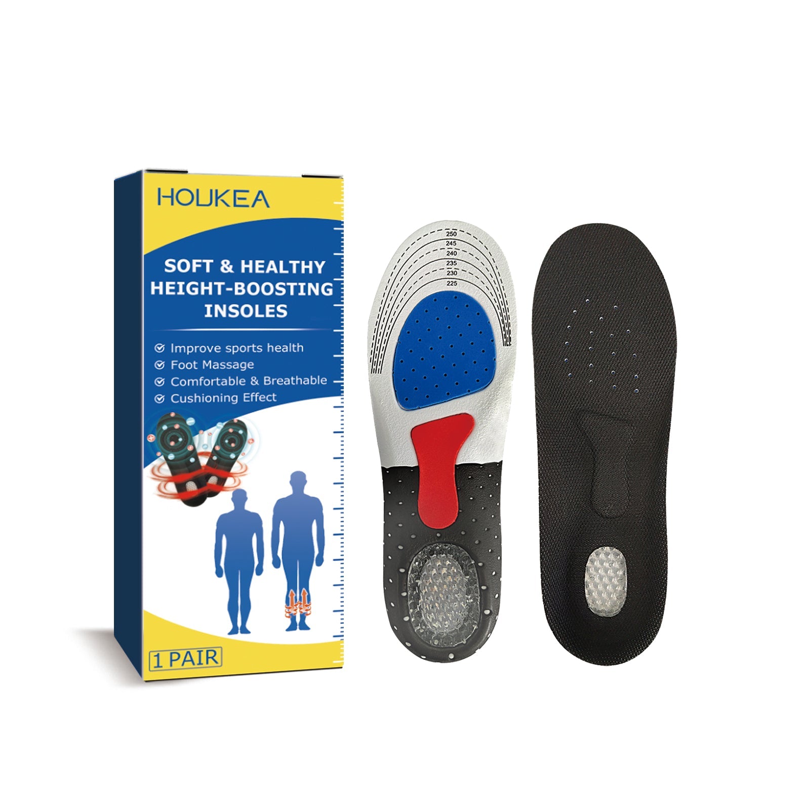 Soft & Healthy Height-Boosting Insoles, Promote Non-Slip And Wear Resistant Arch Support Foot Posture Correction Body Care Breathable Insoles