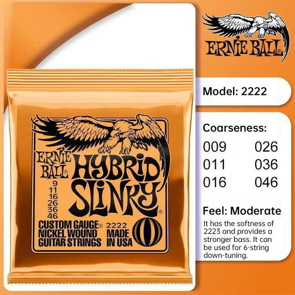 6 sets of Ernie Ball Slinky guitar strings (models 2003, 2215, 2223, 2221, nickel - wound) for electric & acoustic guitars