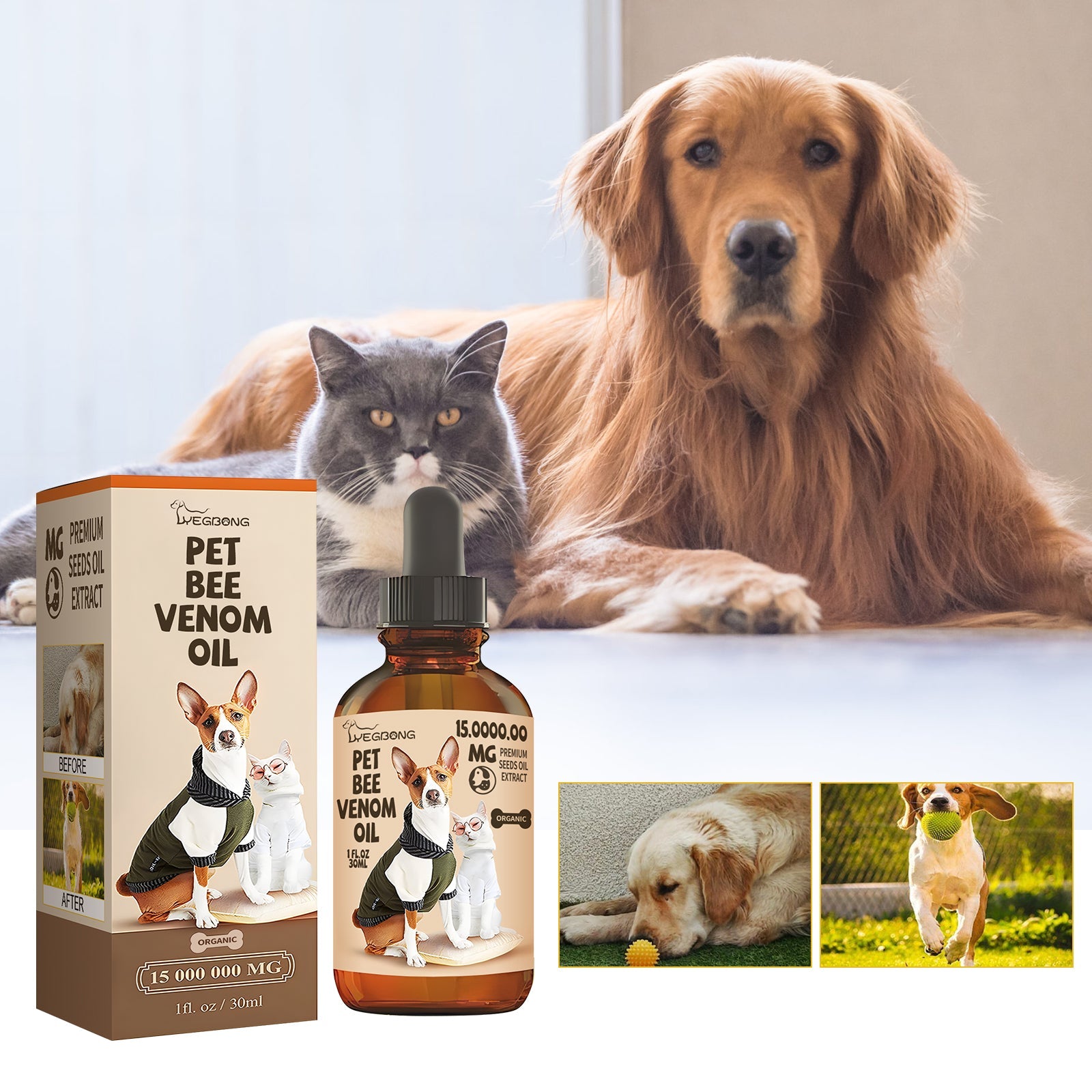 Pet Bee Venom Oil, Joint Care For Cats And Dogs Relieves Joint Pain For Pets Pet Care Water