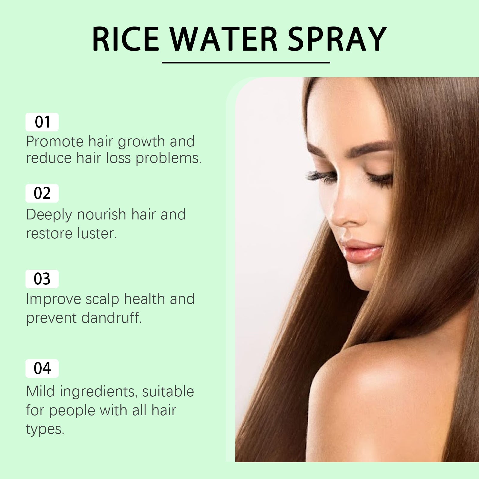 Herbal Rice Water Hair Treatment Spray Scalp Repair Nourishes Dry Hair And Fluffs And Softens Hair Spray