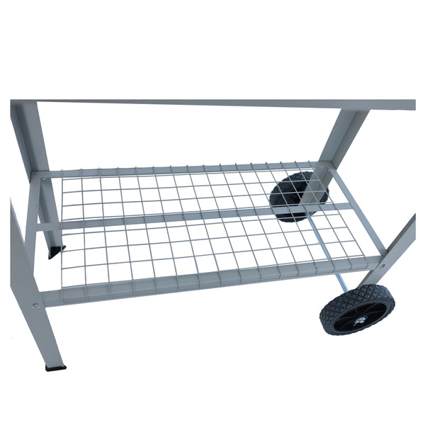 Aveyas mobile metal elevated garden bed cart, with legs, elevated flowerpot box with wheels (gray)