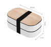 Japanese style simple bamboo lid double-layer sealed portable lunch box bento box with tableware - White