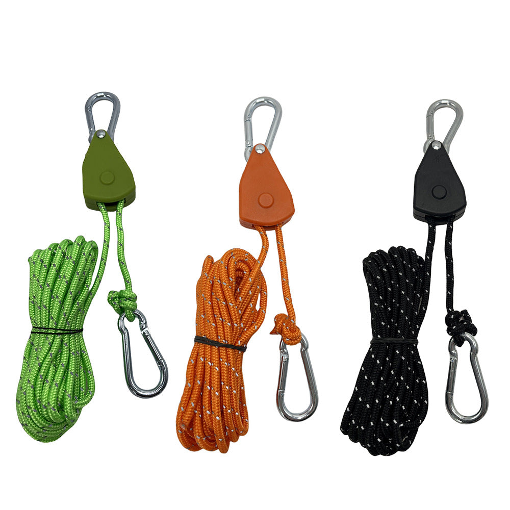Outdoor camping canopy wind rope tent rope pulley adjuster windproof rope light fixture buckle hanging rope adjustable lifting