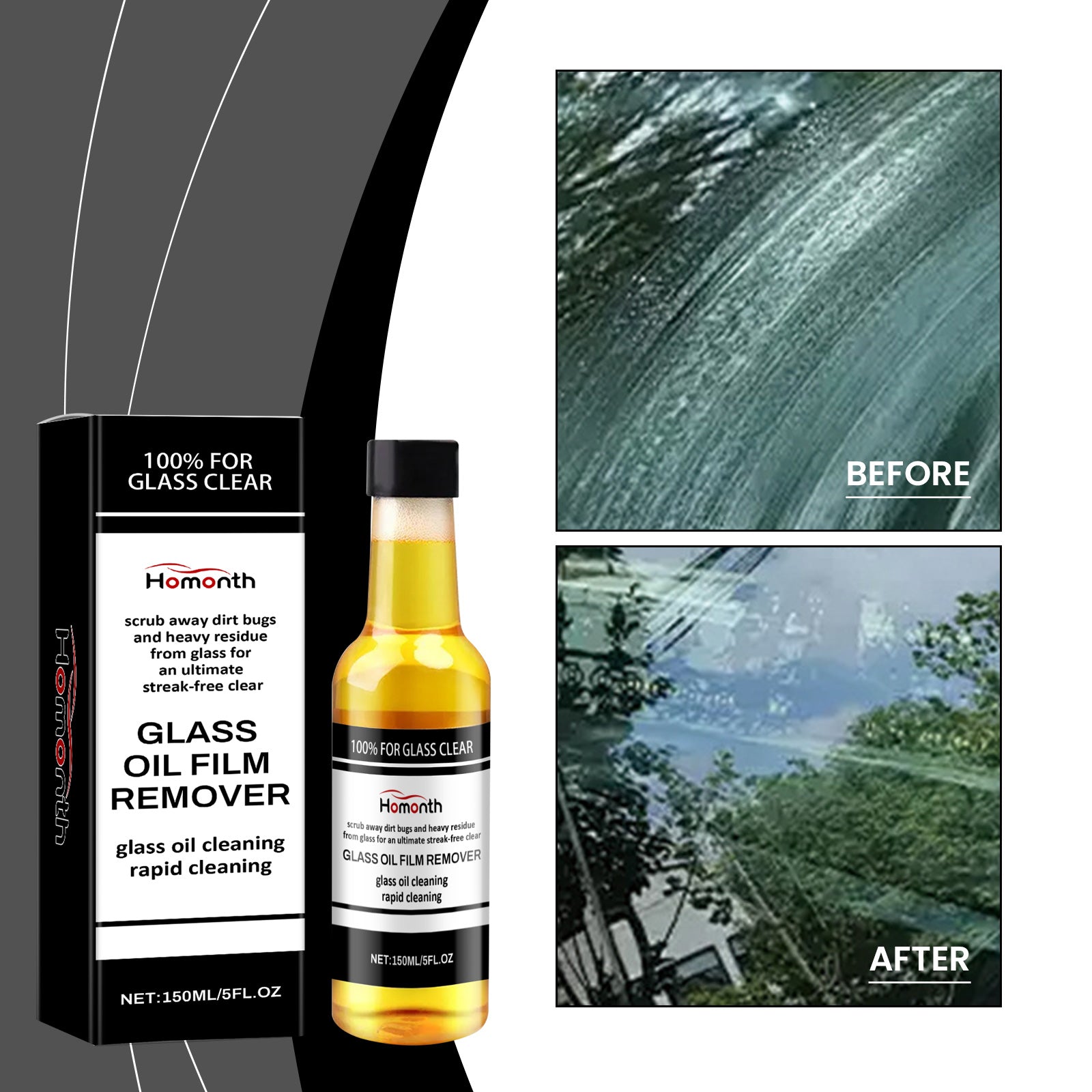 glass oil film remover, clear vision without trace use easy to remove stubborn oil film cleaner