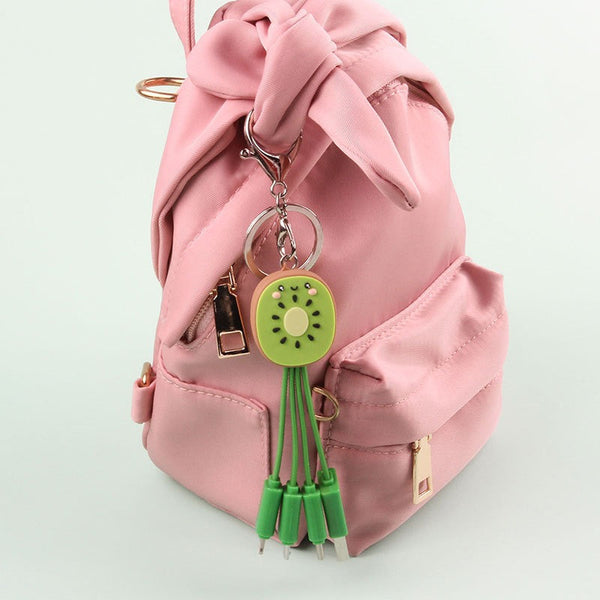 Kiwi Mobile Data Cable Healing Series Fruit Smile Keychain Universal Charging Cable 3-in-1