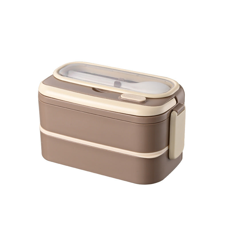 Large capacity double-layer insulated lunch box 304 stainless steel portable handle compartment lunch box with cutlery