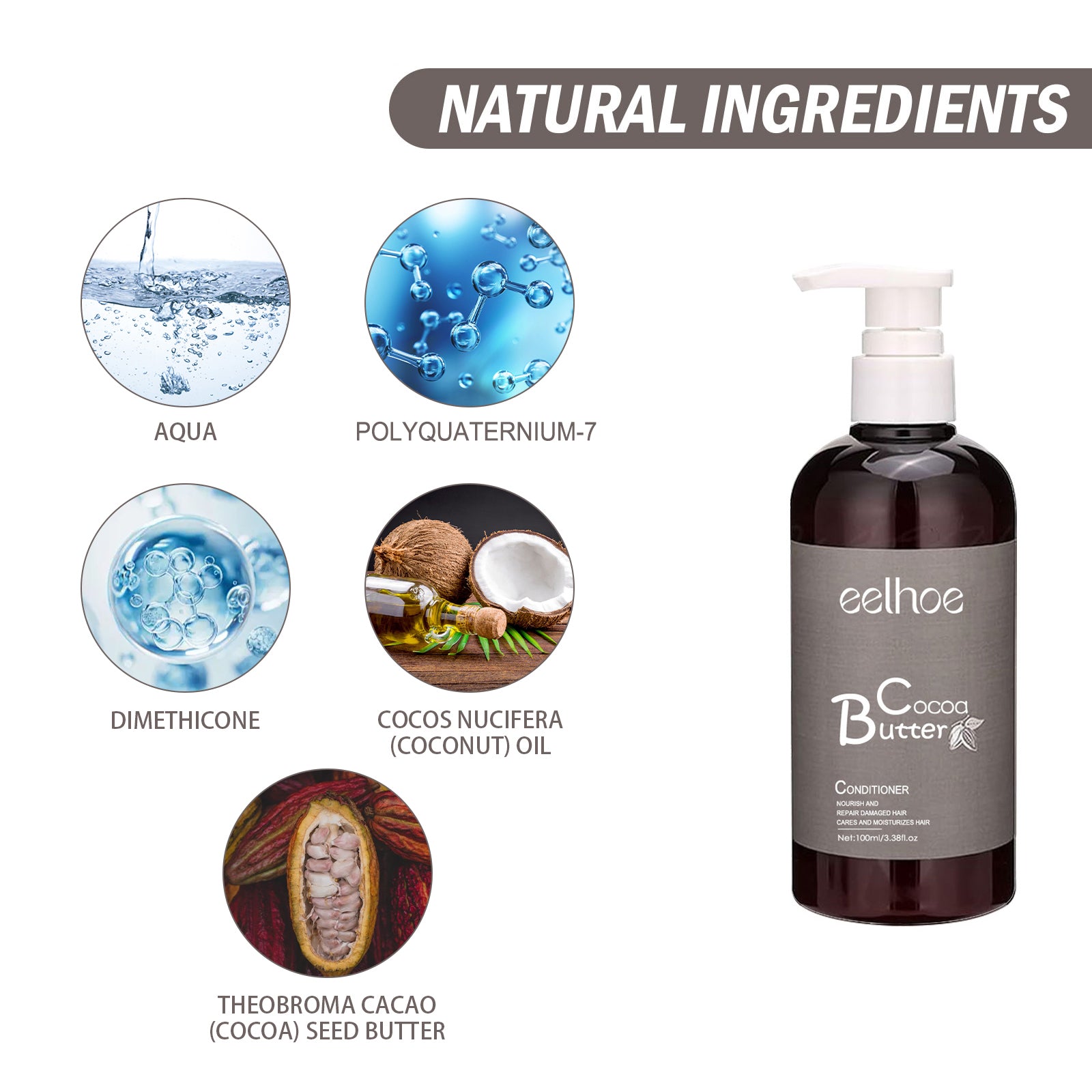 Smooth Shampoo Cocoa Butter Shampoo Conditioner Clean Smooth Hair Moisturizing Hair Treatment