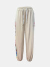 Drawstring High Waist Pants - Tan / L