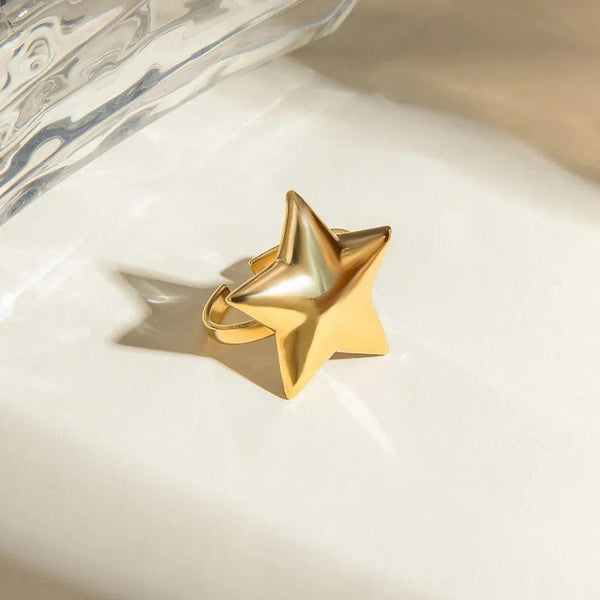 18K Gold-Plated Stainless Steel Star Ring
