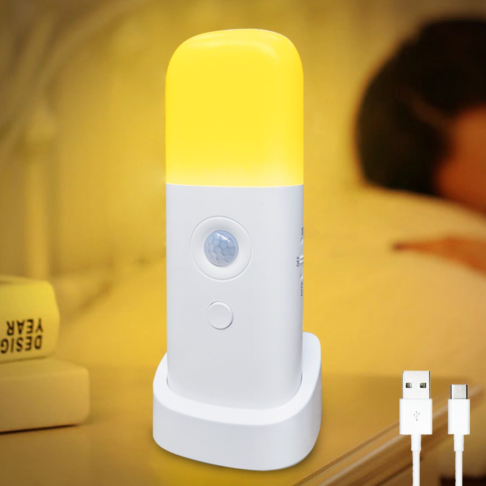 Intelligent infrared human body sensor light, LED sensor light, night light, dimming, USB charging, bedroom bedside lamp