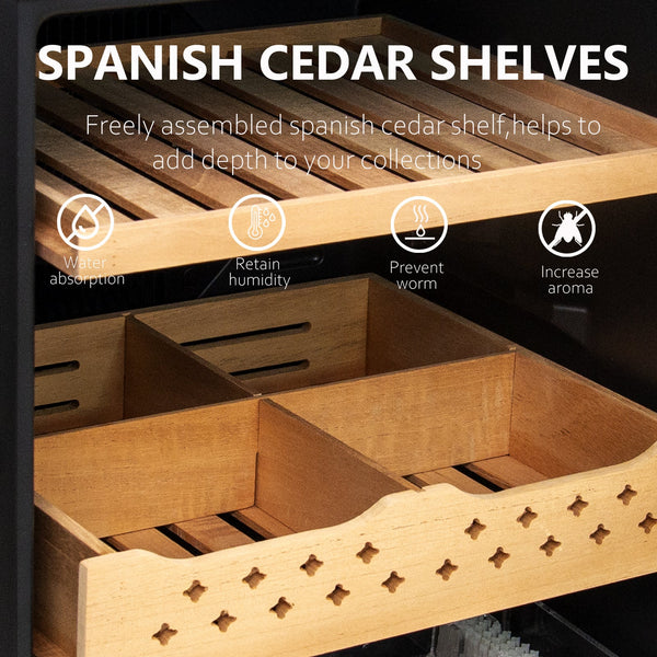 50L Cigar Humidors with 3-IN-1 Cooling, Heating & Humidity Control, 250 Counts Capacity Cigar Humidor Humidifiers with Constant Temperature Controller