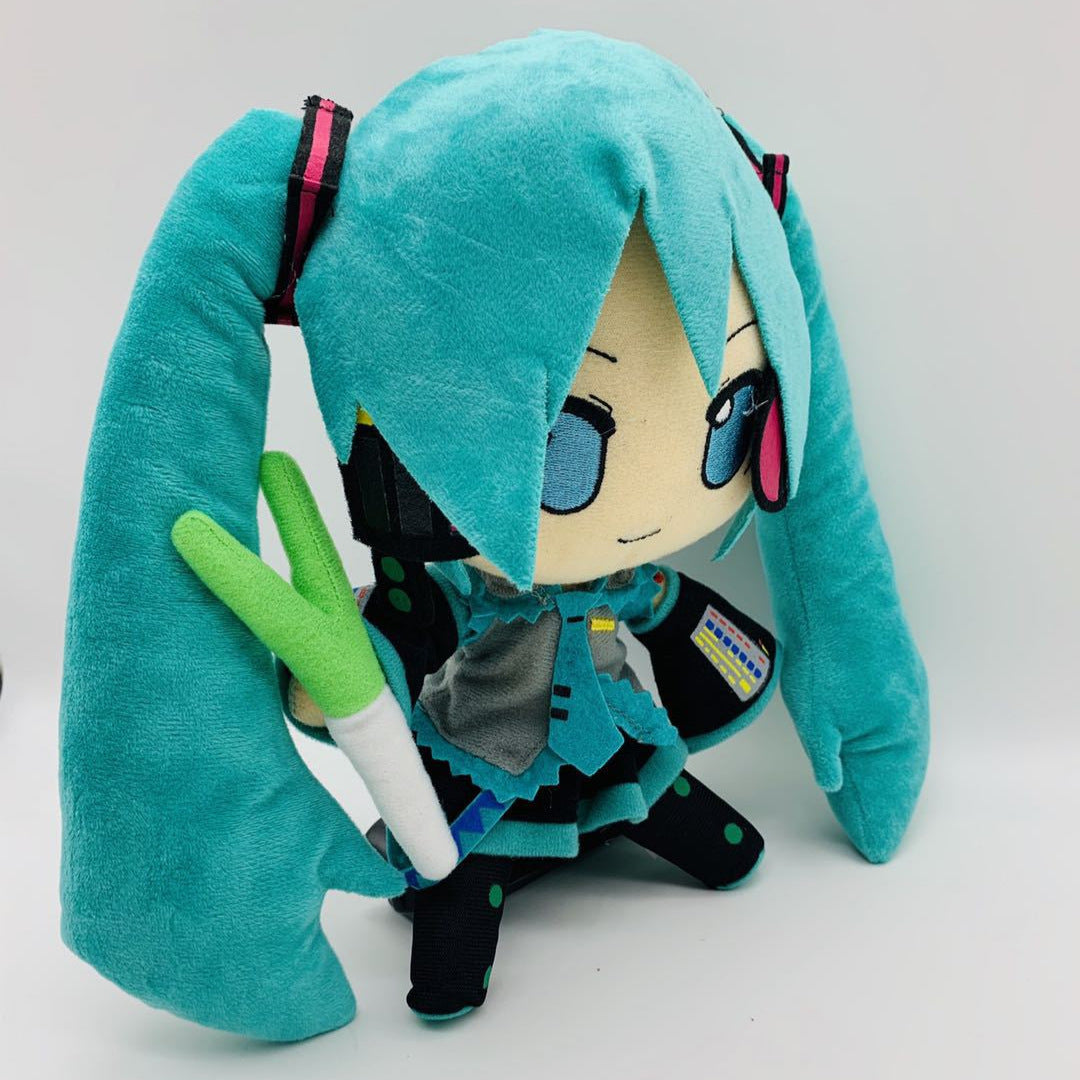 30cm Large Standing Green Holding Onion Sound Miku Plush Doll Toy Doll