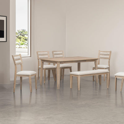 TREXM Classic and Traditional Style 6 - Piece Dining Set, Includes Dining Table, 4 Upholstered Chairs & Bench (Natural Wood Wash）