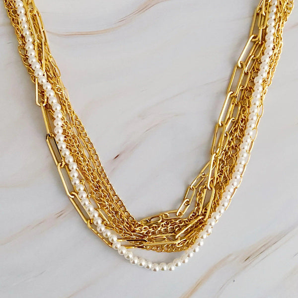 Multi Chain Pearl Necklace - Gifts for You 'n Me