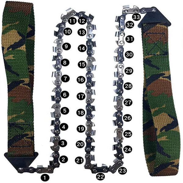 Outdoor hand zipper saw pocket chain saw garden tools 11/16/33 teeth 24 inch portable camping survival wire saw