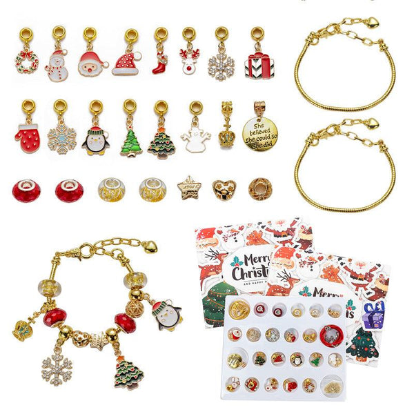 DIY creative children's bracelet jewelry 24-grid calendar Christmas holiday surprise blind box silver set