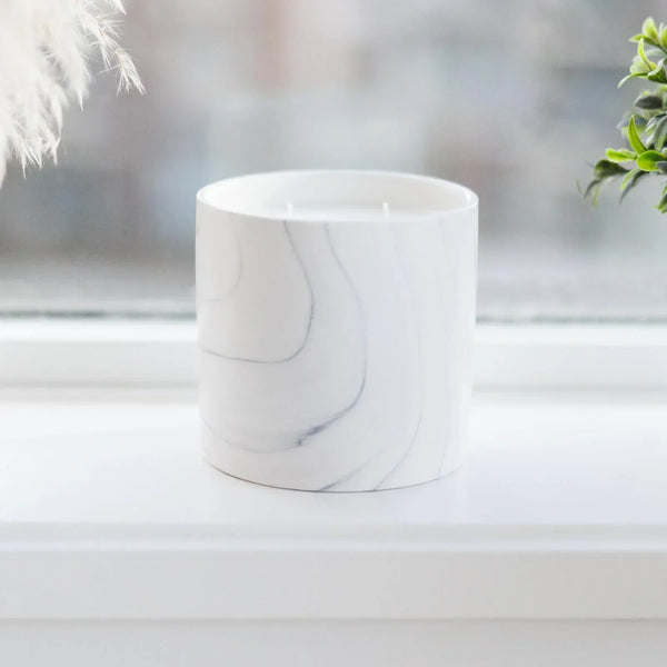 Natural Lemon White Marble Candle 17oz - Gifts for You 'n Me