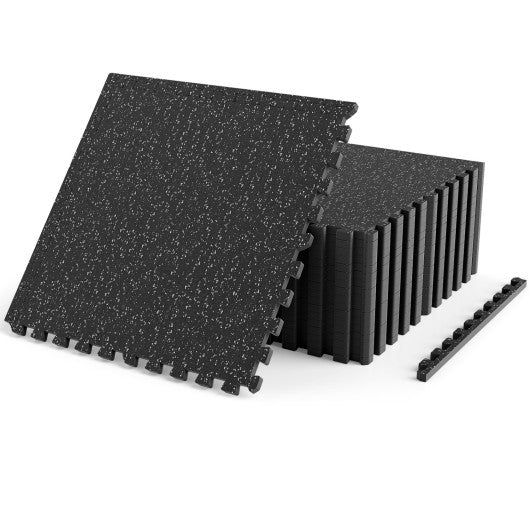0.55 inch Thick Rubber Top Exercise Mat 70 Sq Ft with Boarders-Gray