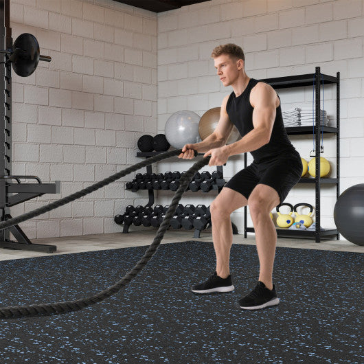 0.79 inch Set of 2 Thick Rubber Top Exercise Mat 48 Sq Ft with Boarders-Blue